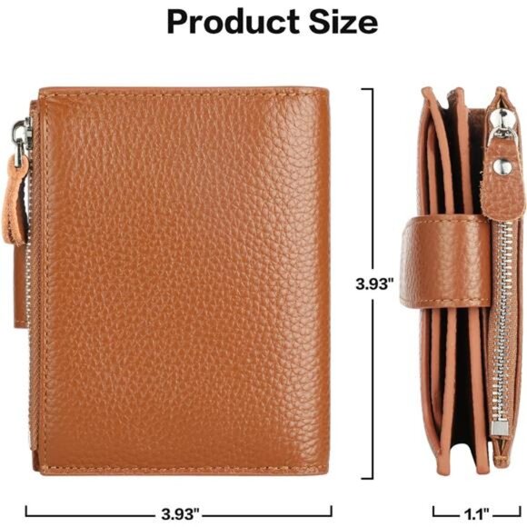 New Small Compact Women Wallet RFID Blocking Genuine Leather Bifold Purse - Picture 5 of 6